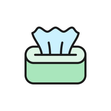 Islak peçete kutuda, kağıt mendil düz çizgi simgesi.