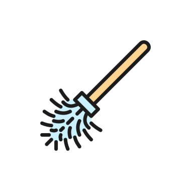 Vektör tuvalet fırçası düz renk çizgisi simgesi.