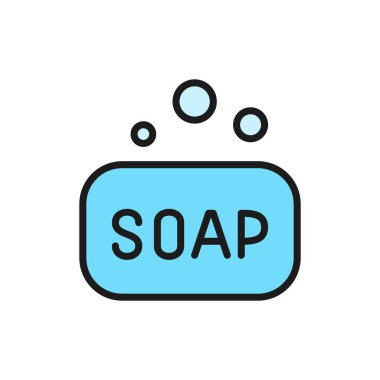 Vektör sabun çubuğu, hijyen düz renk çizgisi simgesi.