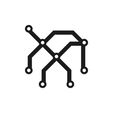 Metro haritası, tren istasyonları, düz çizgi simgesi.