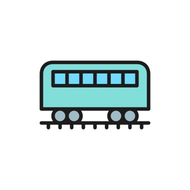 Raylı vagon, tren vagonu, metro düz çizgi simgesi.
