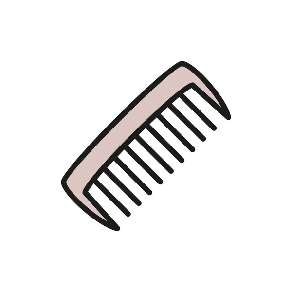 Peine vectorial, cepillo de pelo plano icono de la línea de color . — Vector de stock