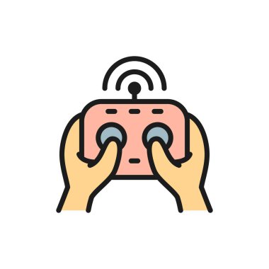 Düz çizgi simgesi için eller uzaktan kumandayı, kontrol panelini tutun.