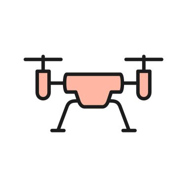 Vektör drone düz renk çizgisi simgesi.