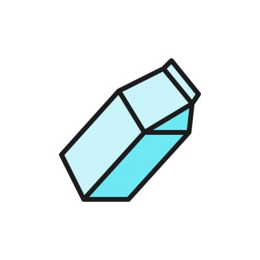 Süt paketi, meyve suyu düz renk çizgisi simgesi için kağıt kutu.