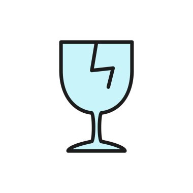 Kırık cam taşıyıcısı, kırılgan dağıtım düz çizgi simgesi.