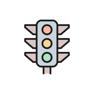 Vektör trafik ışığı, düz ışık çizgi simgesi sinyali.