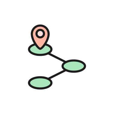 Vektör yolu, coğrafi konum, hedef düz çizgi simgesi.
