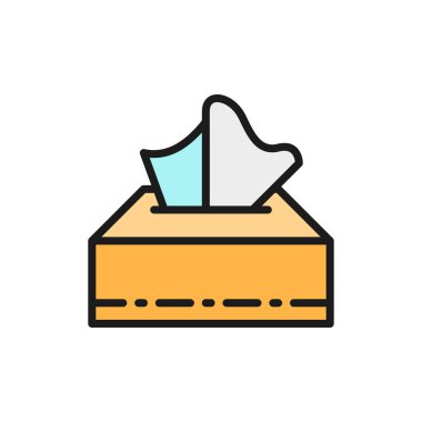 Kutu düz çizgi simgesinde kağıt peçeteler.