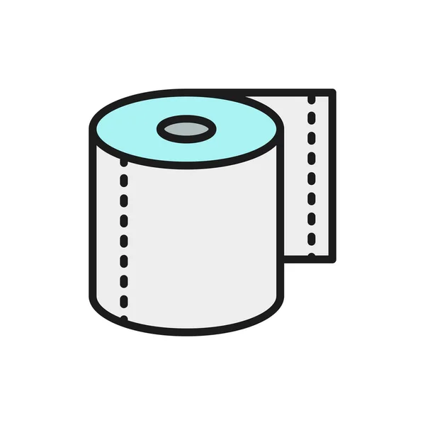 Rolle Toilettenpapier, Servietten flache Farblinie Symbol. — Stockvektor