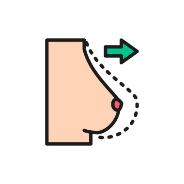 Göğüs büyütme, estetik ameliyat düz renk çizgisi simgesi.