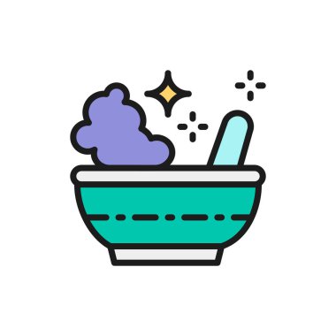 İksir kasesi, sihirli havan topu ve düz çizgi simgesi.