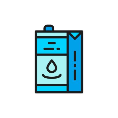 Paper box for milk, juice pack flat color line icon.