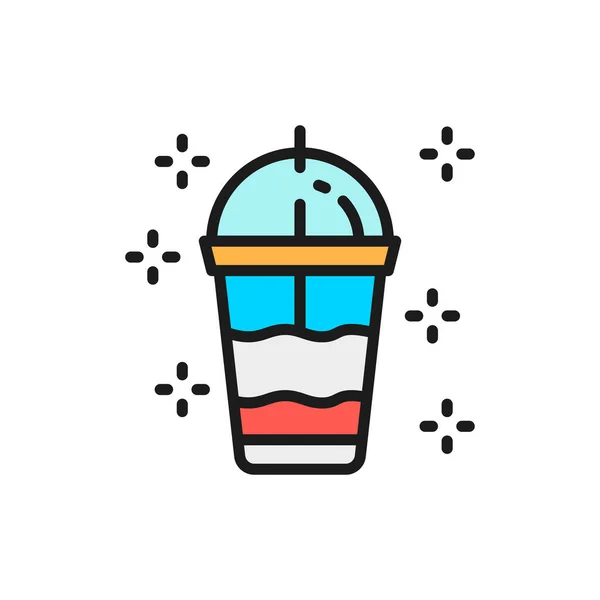 Disposable cup, smoothies, milkshake flat color line icon. — Stockvector