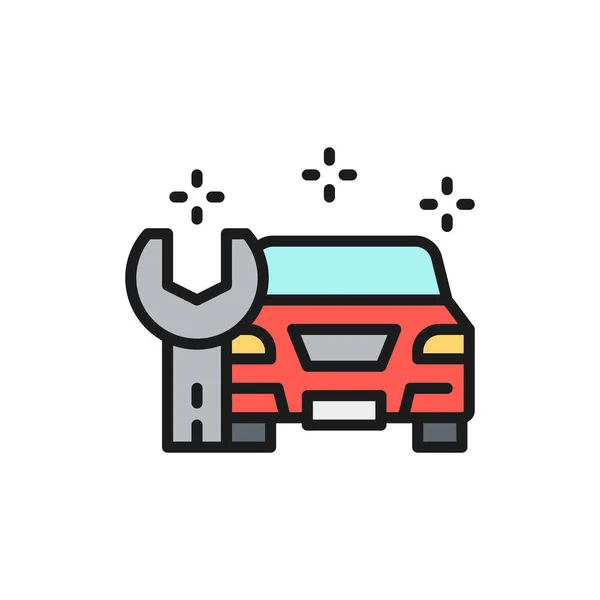 Car repair, service station flat color line icon. — Stockvektor