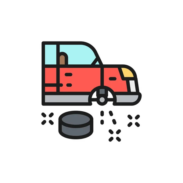 Car wheel replacement flat color line icon. — Διανυσματικό Αρχείο