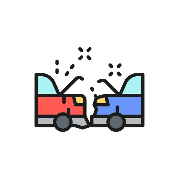 Car crash, accident flat color line icon. — Διανυσματικό Αρχείο