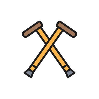 Koltuk değnekleri, bastonlar, düz çizgi simgesi.