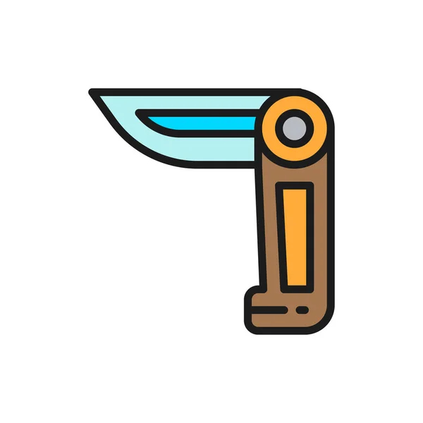 Vector jackknife, cuchillo plano icono de línea de color . — Vector de stock