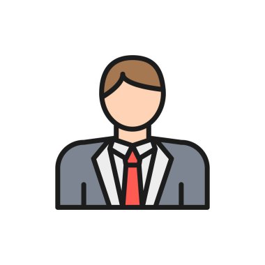 Damat, damat, nişanlı, kostüm giymiş düz renkli simge.