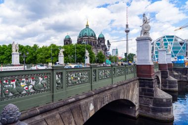 Bridge with Angel Statues (Schlossbrucke Bridge) in Berlin, Germ clipart