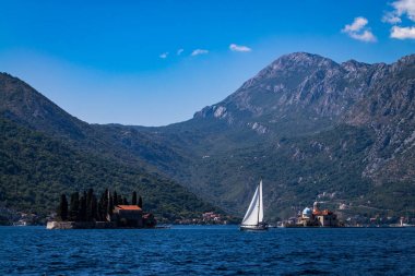 Deniz manzarası, manastır Adası Perast, Karadağ