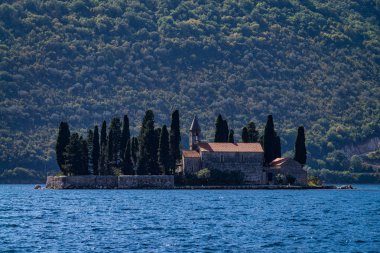 Deniz manzarası, manastır Adası Perast, Karadağ