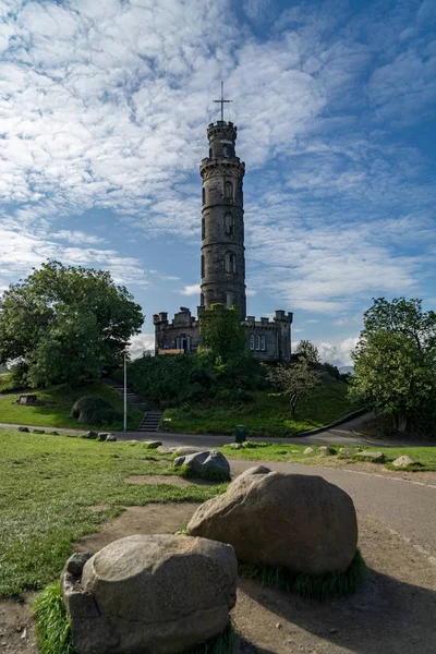 Monumento de Nelson em Calton Hill, Edimburgo, Escócia — Fotografia de Stock