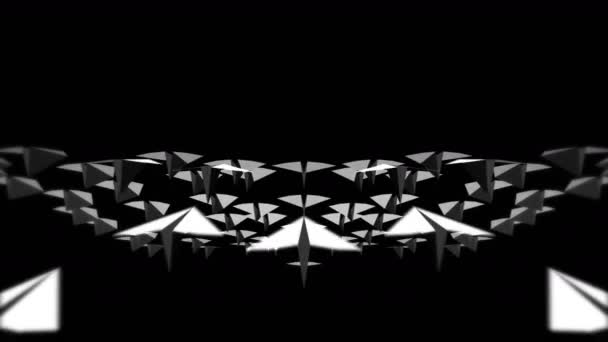 猎户座的飞机在飞行 黑色背景上流动的白纸平面的动画 创新概念 商业邮件 手工纸飞机 设计要素 — 图库视频影像