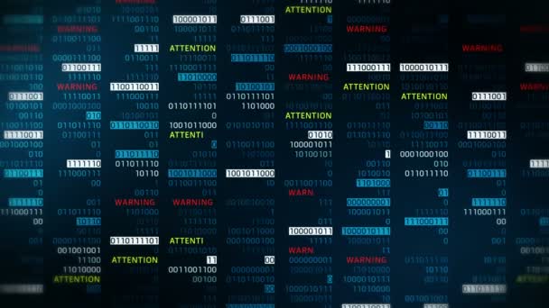 Mensagem Alerta Atenção Com Números Binários Web Online Com Animação — Vídeo de Stock