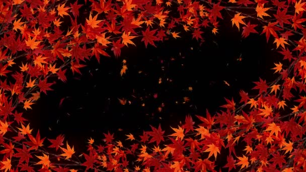 Větvička Padajícími Červenými Listy Tradiční Podzimní Listová Scenérie Krásného Japonského — Stock video