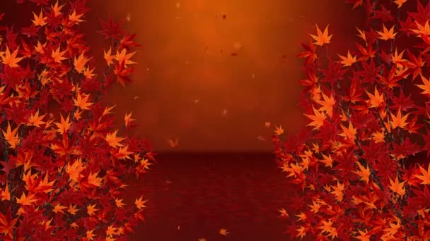 Ramo Con Foglie Rosse Caduta Scenario Tradizionale Foglia Autunno Bello — Video Stock