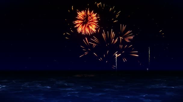 Beauté Des Feux Artifice Reflète Sur Eau Lac Des Feux — Video