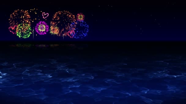 Beauté Des Feux Artifice Reflète Sur Eau Lac Des Feux — Video