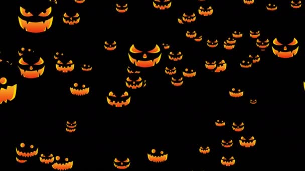 Sylwetka Dyni Halloween Różnych Wyrażeń Halloween Tło Partii Upiorne Wesołe — Wideo stockowe