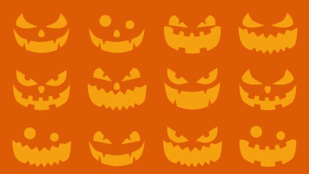 Silhouette Citrouille Halloween Avec Diverses Expressions Fond Fête Halloween Avec — Video