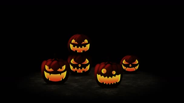 Halloween Zucca Testa Jack Lanterna Zucca Arancia Con Varie Espressioni — Video Stock