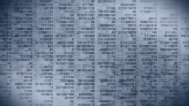 İkili kod gri arka plan. İnternet çevrimiçi dijital teknoloji döngüsü animasyonu. Sıfır ve bir numara. Bilgisayar ağı.
