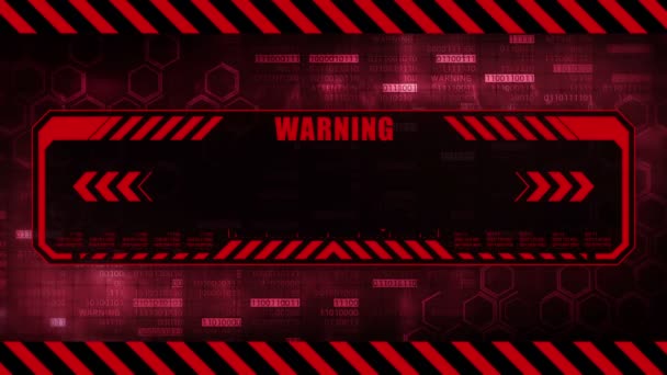 Warning Message Copy Space Hexagon Geometric Design Binary Numbers Background — Stock Video