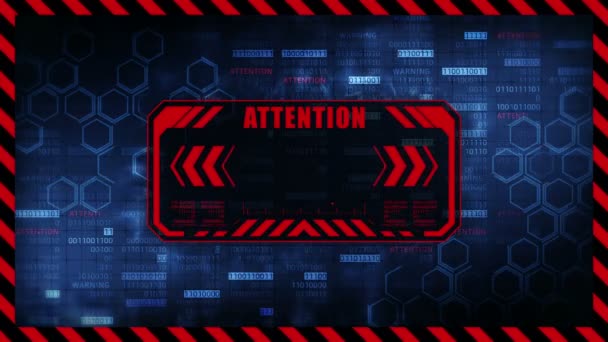 Attention Message Copy Space Hexagon Geometric Design Binary Numbers Background — Stock Video