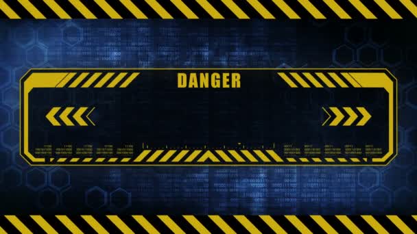 Danger Message Copy Space Hexagon Geometric Design Binary Numbers Background — Stock Video