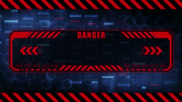 Danger Message Copy Space Hexagon Geometric Design Binary Numbers Background — Stock Video