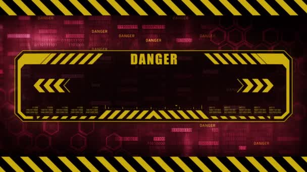 Danger Message Copy Space Hexagon Geometric Design Binary Numbers Background — Stock Video