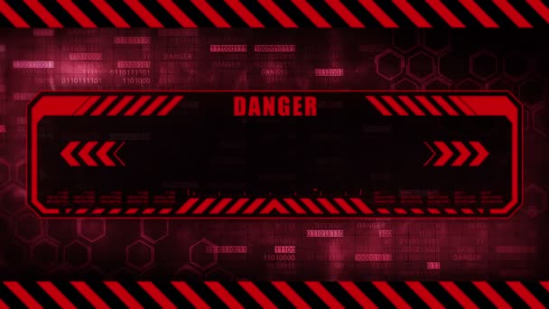 Danger Message Copy Space Hexagon Geometric Design Binary Numbers Background — Stock Video