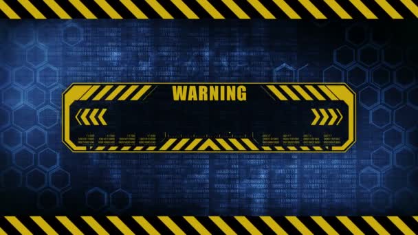 Warning Message Copy Space Hexagon Geometric Design Binary Numbers Background — Stock Video
