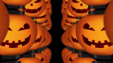 Japon desenli Cadılar Bayramın kutlu olsun. Cadılar Bayramı balkabağı feneri. Japon kültür feneri. Cadılar bayramı partisinin sembolü..