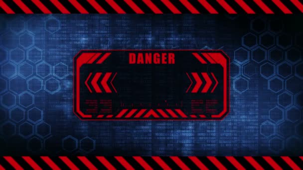 Danger Message Copy Space Hexagon Geometric Design Binary Numbers Background — Stock Video