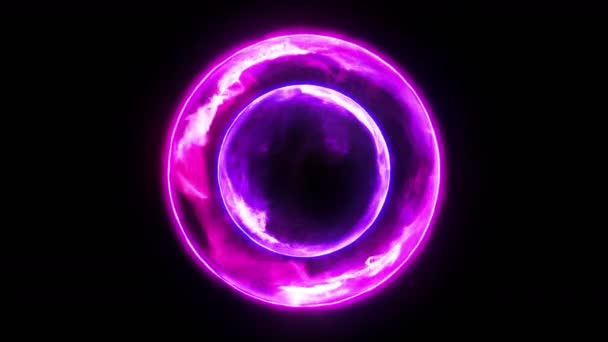 Plasma Fire Ball Flames Black Background Beautiful Light Glow Lines — Stock Video