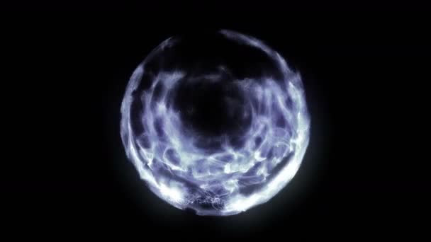 Plasma Rookbal Zwarte Achtergrond Prachtig Licht Gloeilijnen Vorm Van Bol — Stockvideo