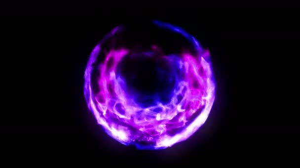 Plasma Feuerball Mit Flammen Auf Schwarzem Hintergrund Schönes Licht Glühende — Stockvideo